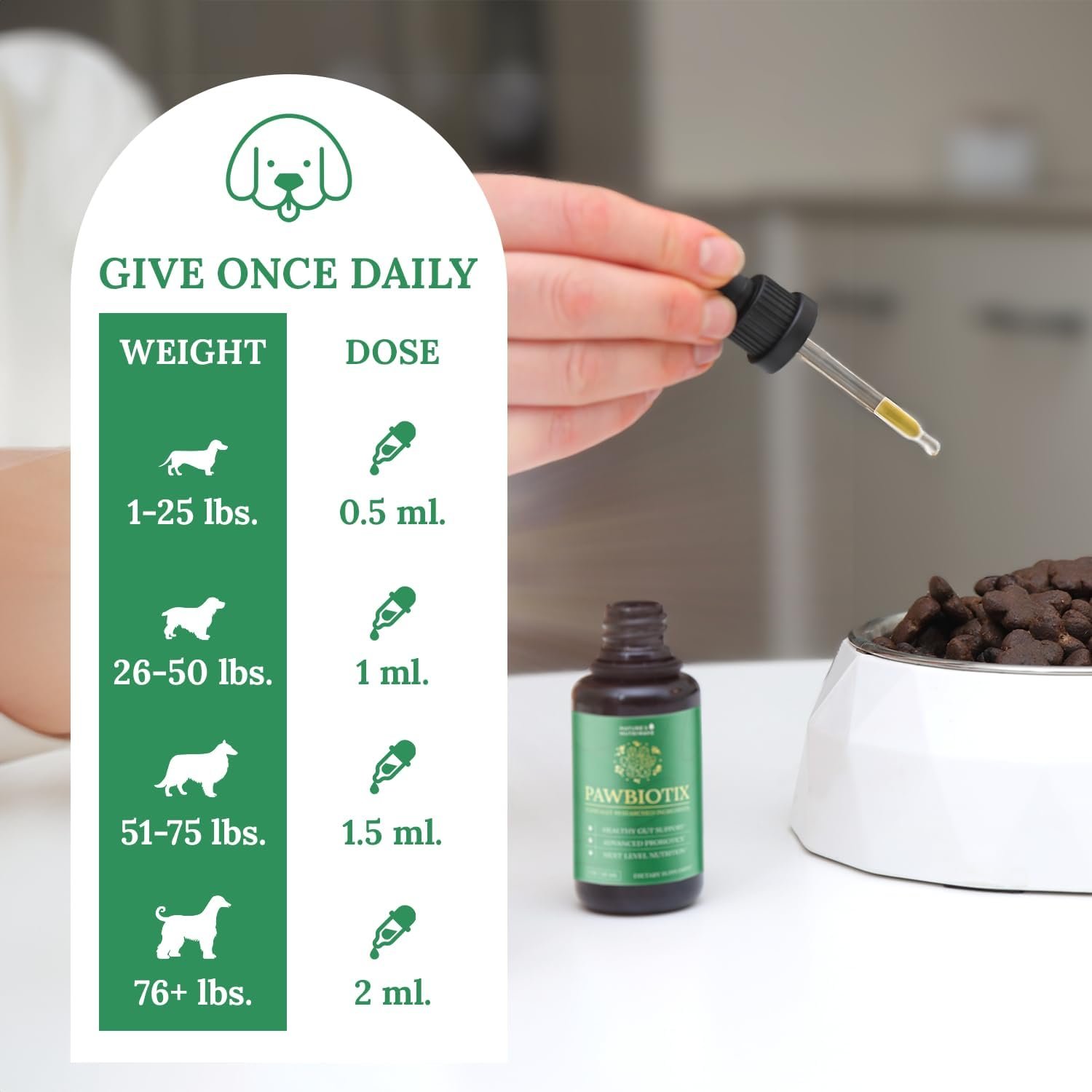Illustration showing how Pawbiotix works on a dog's digestive system